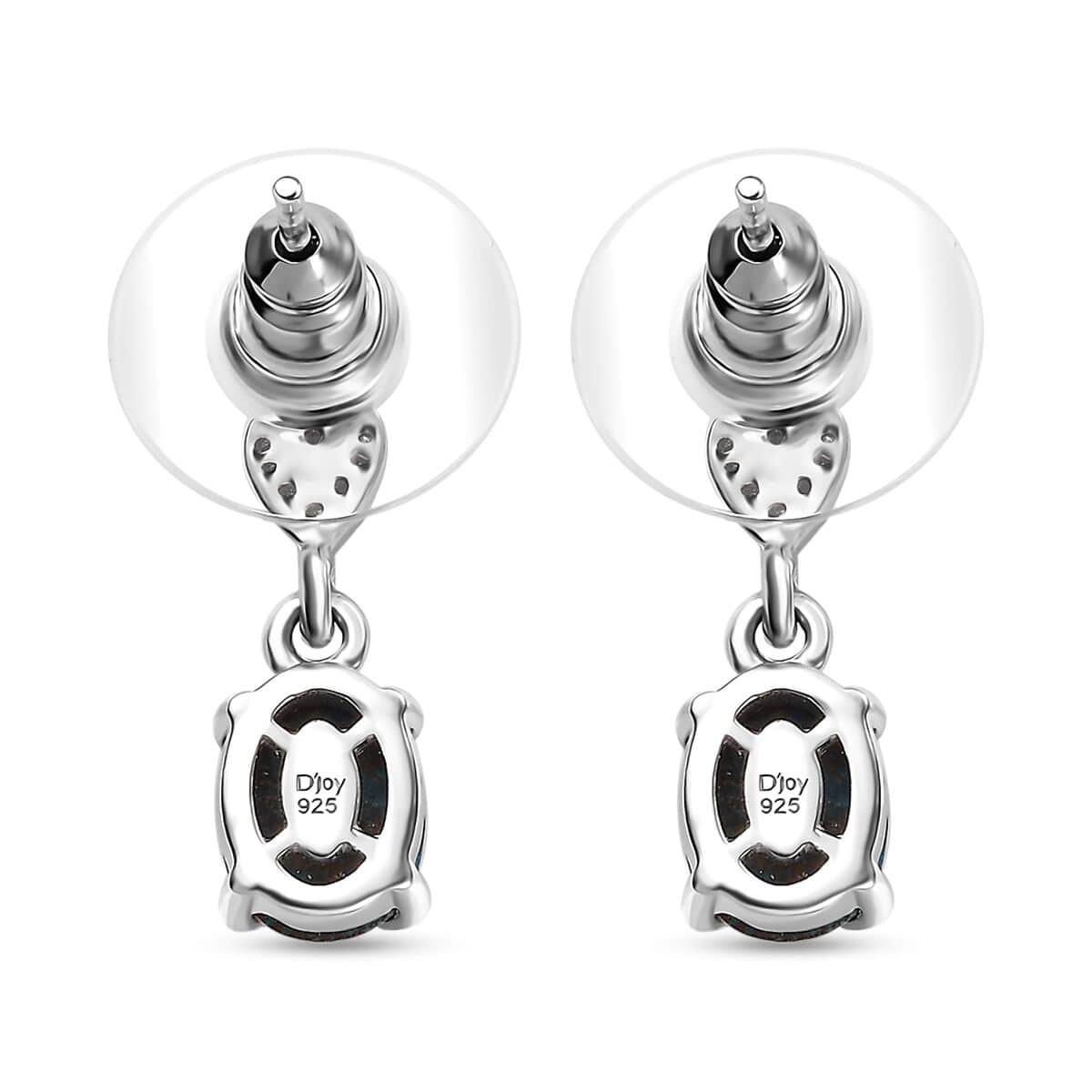 Premium Table Mountain Shadowkite and White Zircon 3.50 ctw Dangle Earrings in Rhodium Over Sterling Silver image number 3