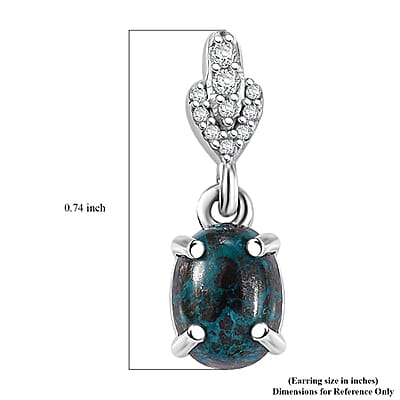 D'Joy Premium Table Mountain Shadowkite and White Zircon 3.50 ctw Dangle Earrings in Rhodium Over Sterling Silver