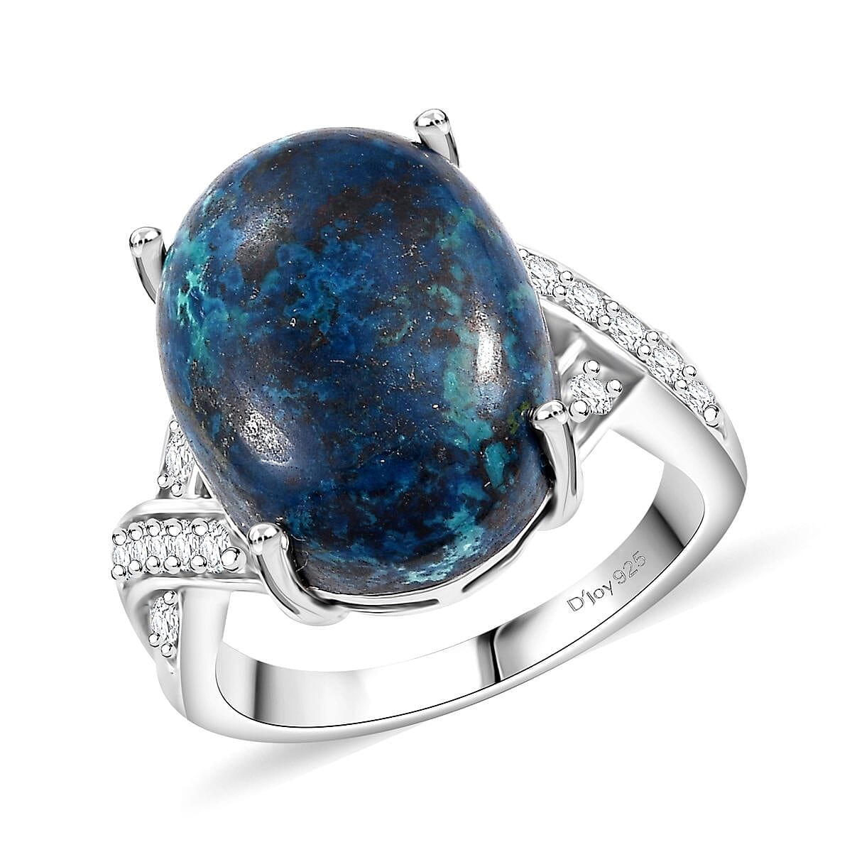 Premium Table Mountain Shadowkite and White Zircon 12.40 ctw Infinity Shank Ring in Rhodium Over Sterling Silver (Size 10.0)