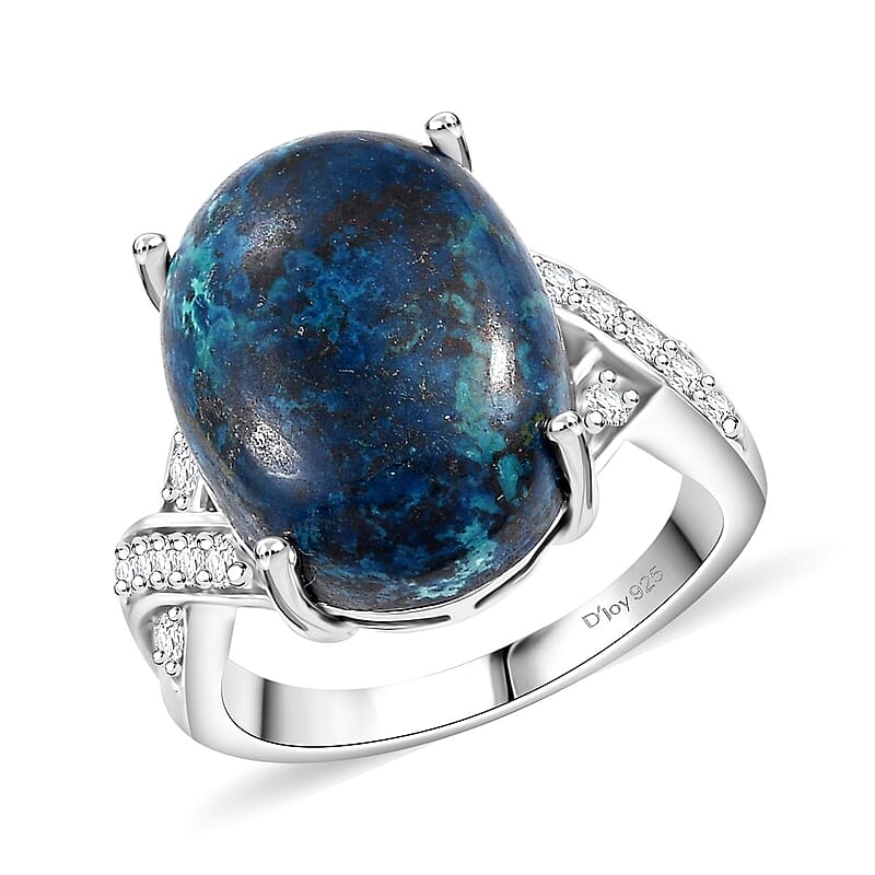 Premium Table Mountain Shadowkite and White Zircon 12.40 ctw Infinity Shank Ring in Rhodium Over Sterling Silver (Size 10.0)