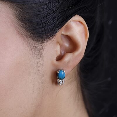 Premium Table Mountain Shadowkite and White Zircon 4.90 ctw Earrings in Rhodium Over Sterling Silver
