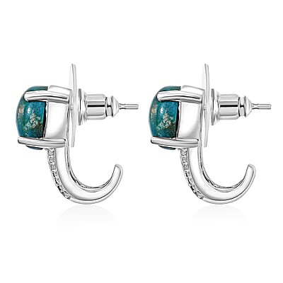 Premium Table Mountain Shadowkite and White Zircon 4.90 ctw Earrings in Rhodium Over Sterling Silver