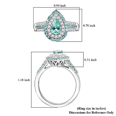 Rhapsody AAAA Paraiba Tourmaline and E-F VS Diamond 1.38 ctw Ring in 950 Platinum (Size 10.0) 10.30 Grams