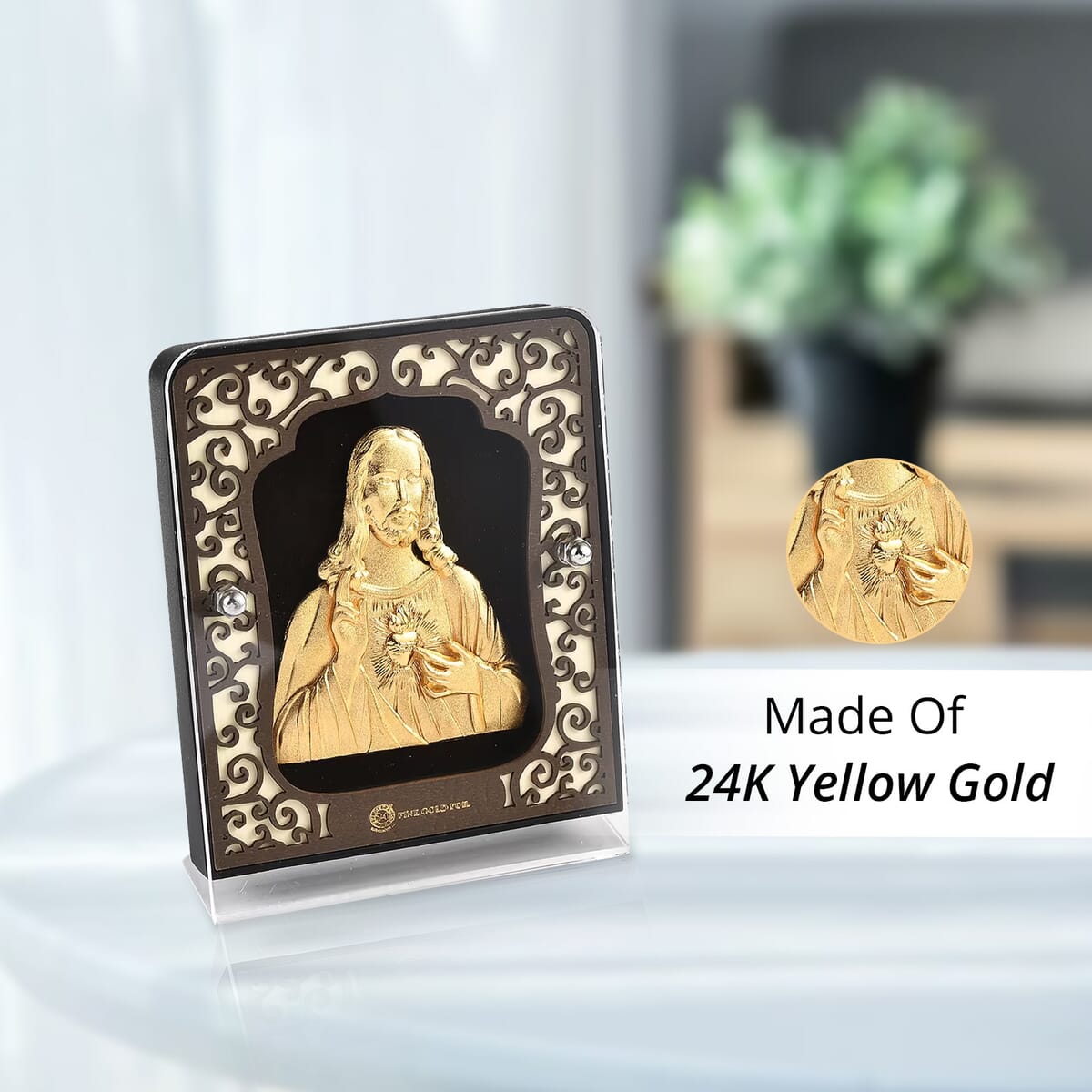 24K Yellow Gold Foil Layer Jesus Exhibit Wall Decor Frame image number 5