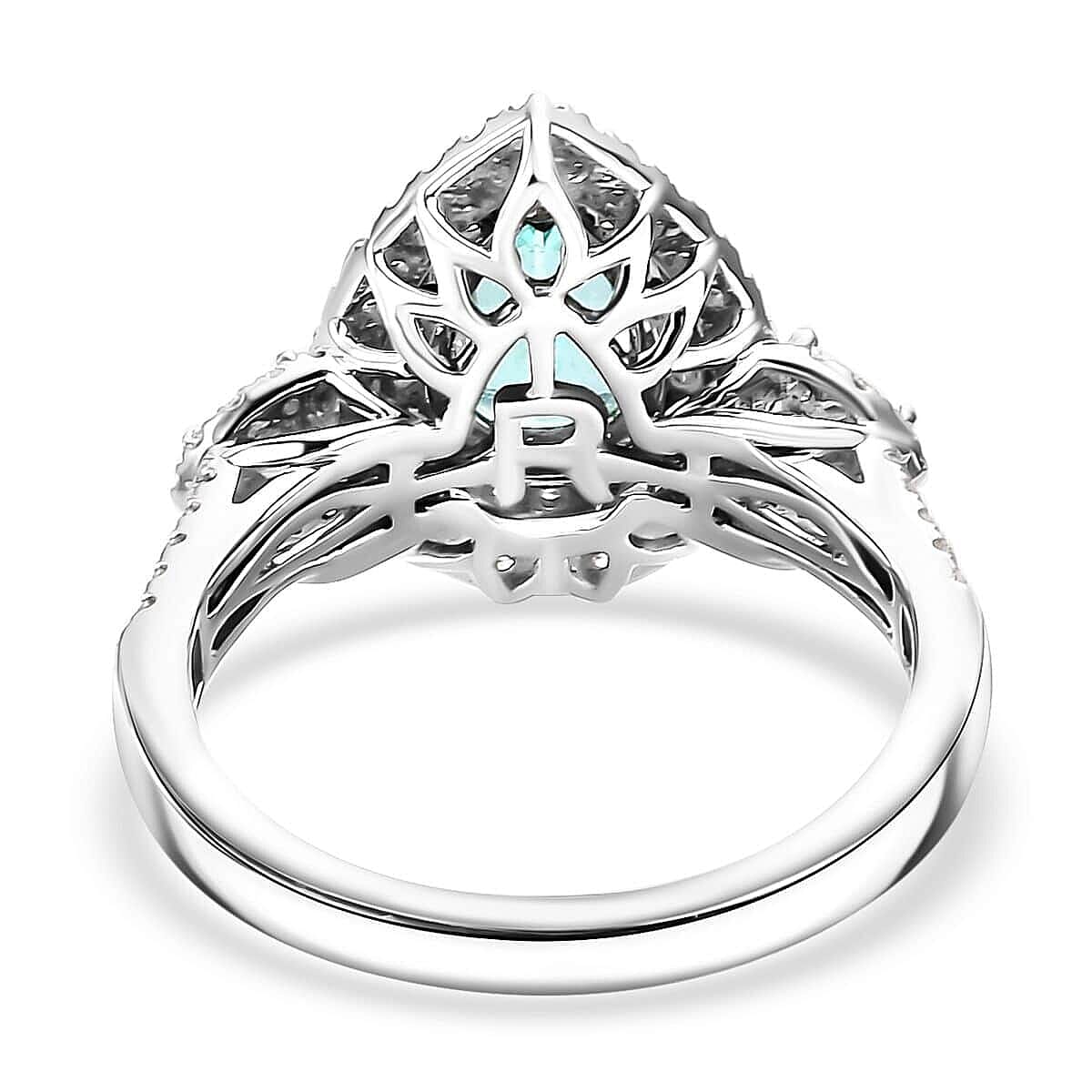 Rhapsody AAAA Paraiba Tourmaline and E-F VS Diamond 2.07 ctw Ring in 950 Platinum (Size 13.0) 7.90 Grams