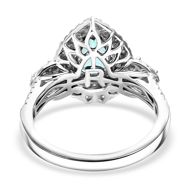 Rhapsody AAAA Paraiba Tourmaline and E-F VS Diamond 2.07 ctw Ring in 950 Platinum (Size 14.0) 7.90 Grams
