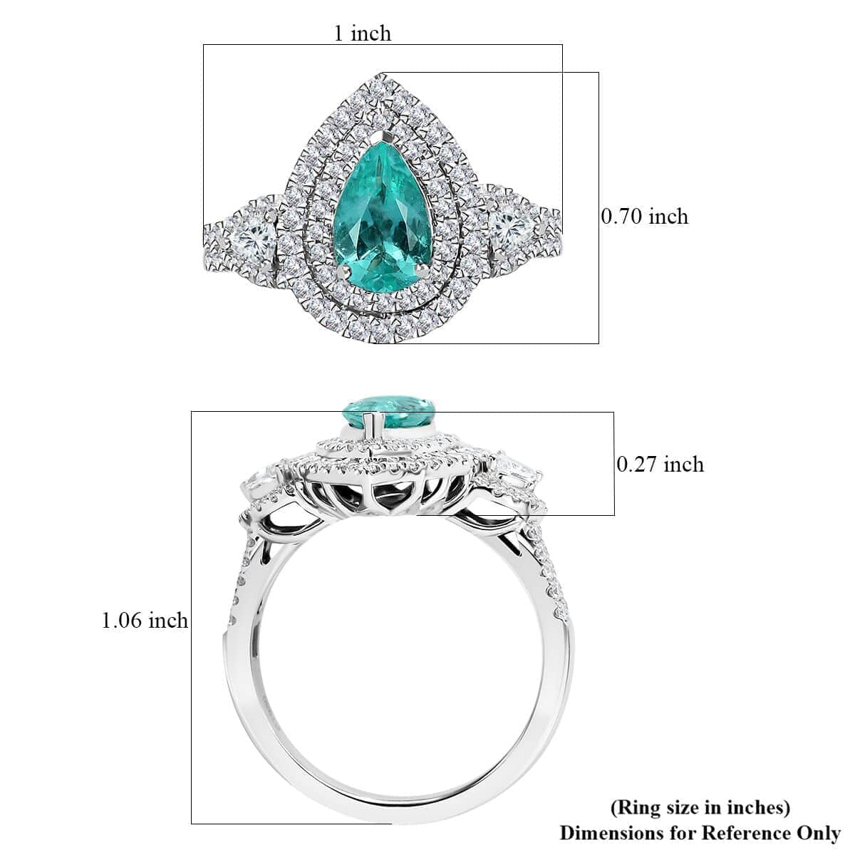 Rhapsody AAAA Paraiba Tourmaline and E-F VS Diamond 2.07 ctw Ring in 950 Platinum (Size 7.0) 7.90 Grams image number 5