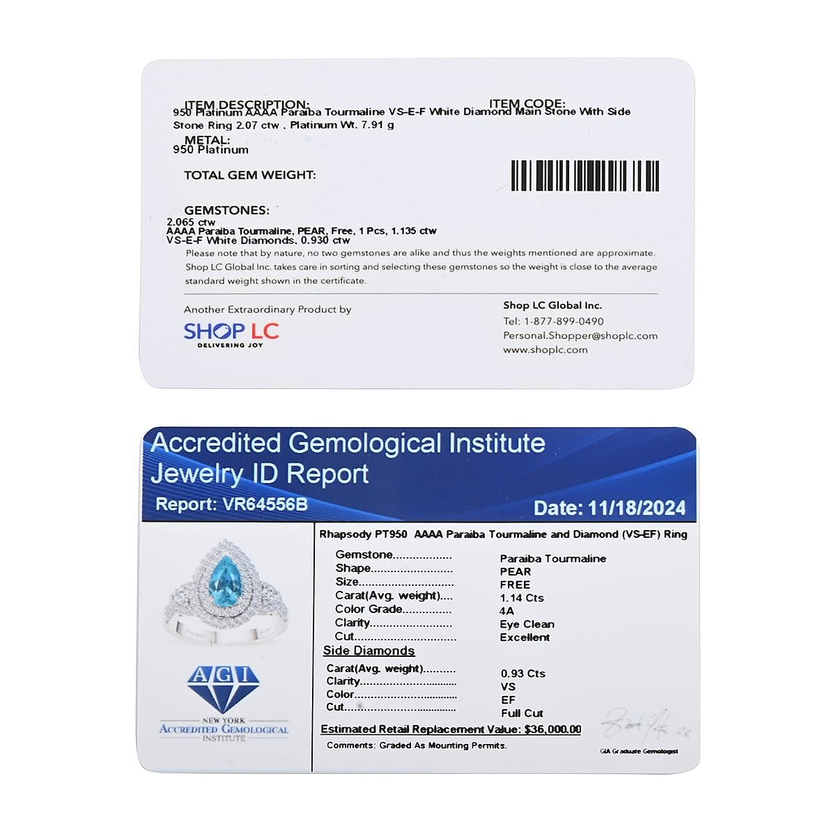 Rhapsody AAAA Paraiba Tourmaline and E-F VS Diamond 2.07 ctw Ring in 950 Platinum (Size 8.0) 7.90 Grams image number 7