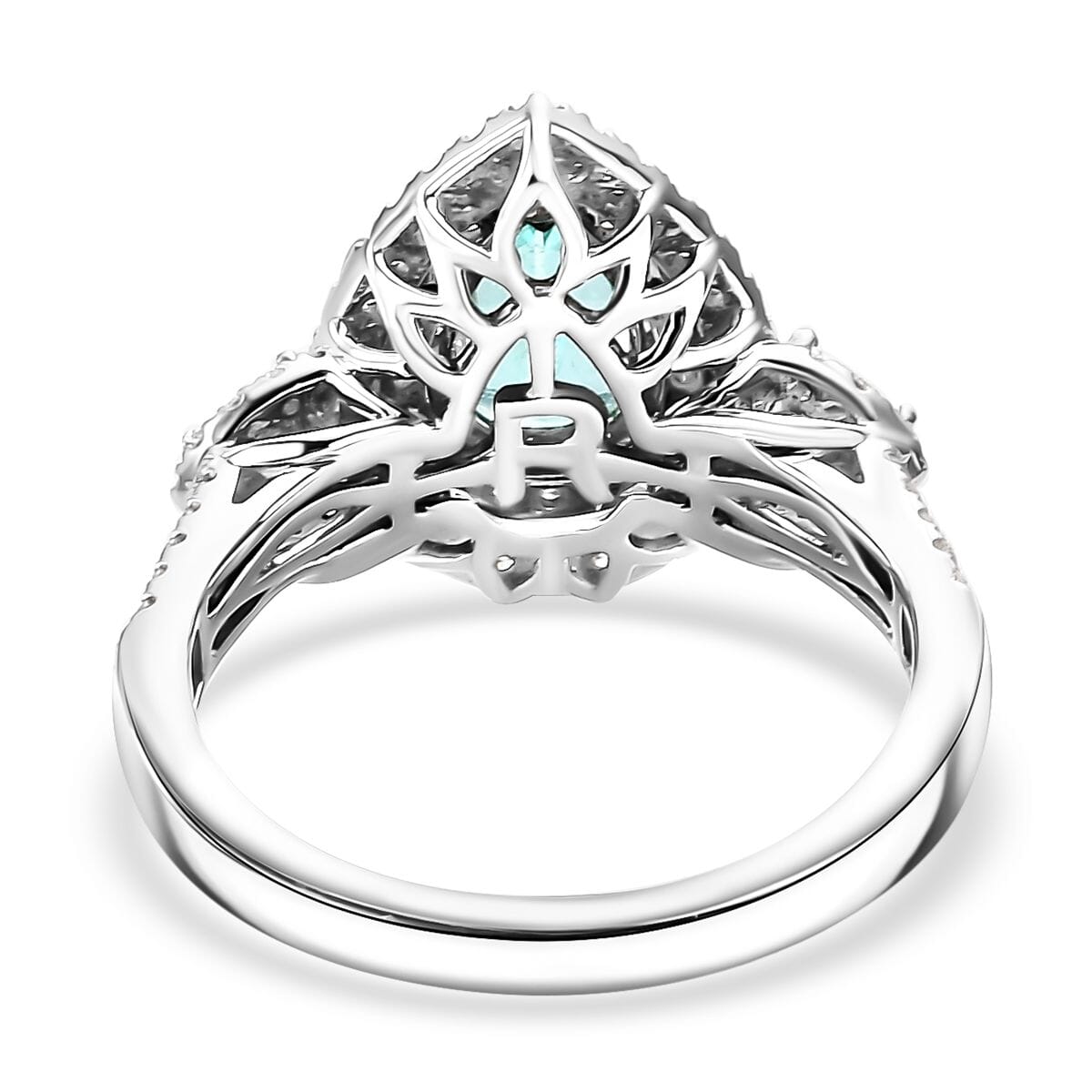 Rhapsody AAAA Paraiba Tourmaline and E-F VS Diamond 2.07 ctw Ring in 950 Platinum (Size 9.0) 7.90 Grams with Free Paraiba Book  image number 4