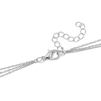 White Edison Pearl 3-Row Layered Necklace in Stainless Steel 18-20 Inches