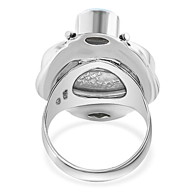 Sajen Silver Sleeping Beauty Turquoise 1.20 ctw and and Buffalo Nickel Ring in Sterling Silver (Size 10.0) 