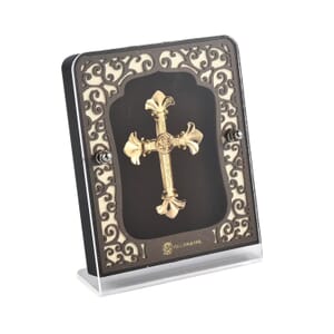24K Yellow Gold Foil Cross Exhibit Wall Decor Frame