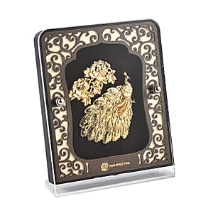 24K Yellow Gold Foil Peacock Exhibit Wall Decor Frame