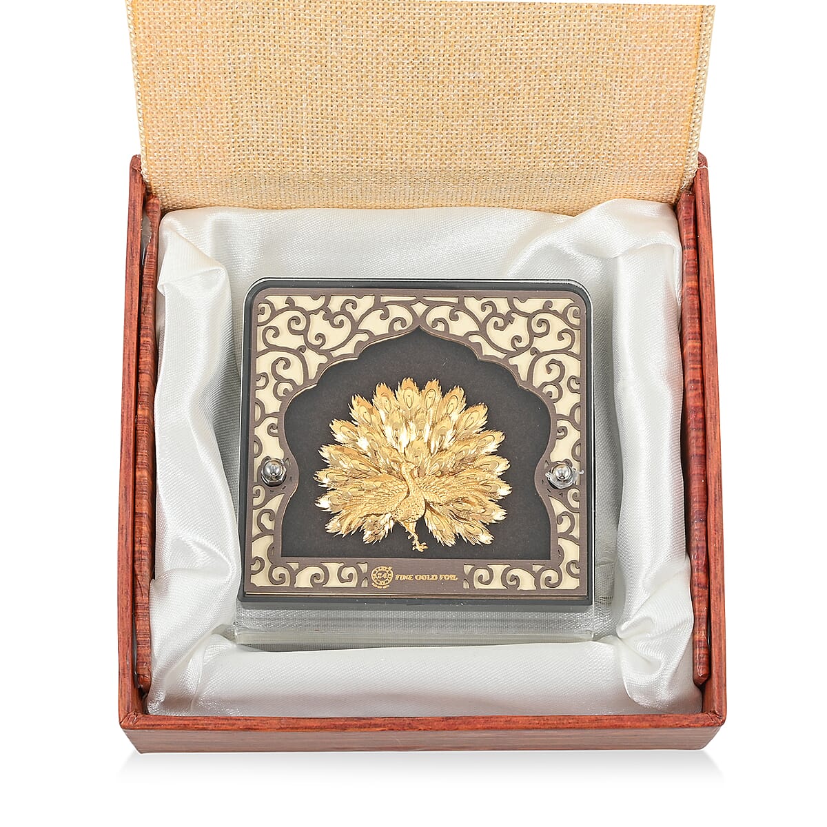 24K Yellow Gold Foil Peacock Exhibit Wall Decor Frame image number 5