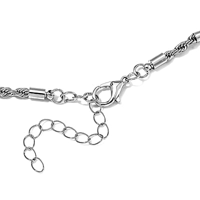 White Keshi Pearl Paper Clip Necklace in Stainless Steel 18-20 Inches