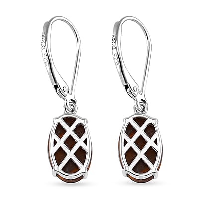 AAA Boulder Opal Doublet 3.60 ctw Lever Back Earrings in Rhodium Over Sterling Silver