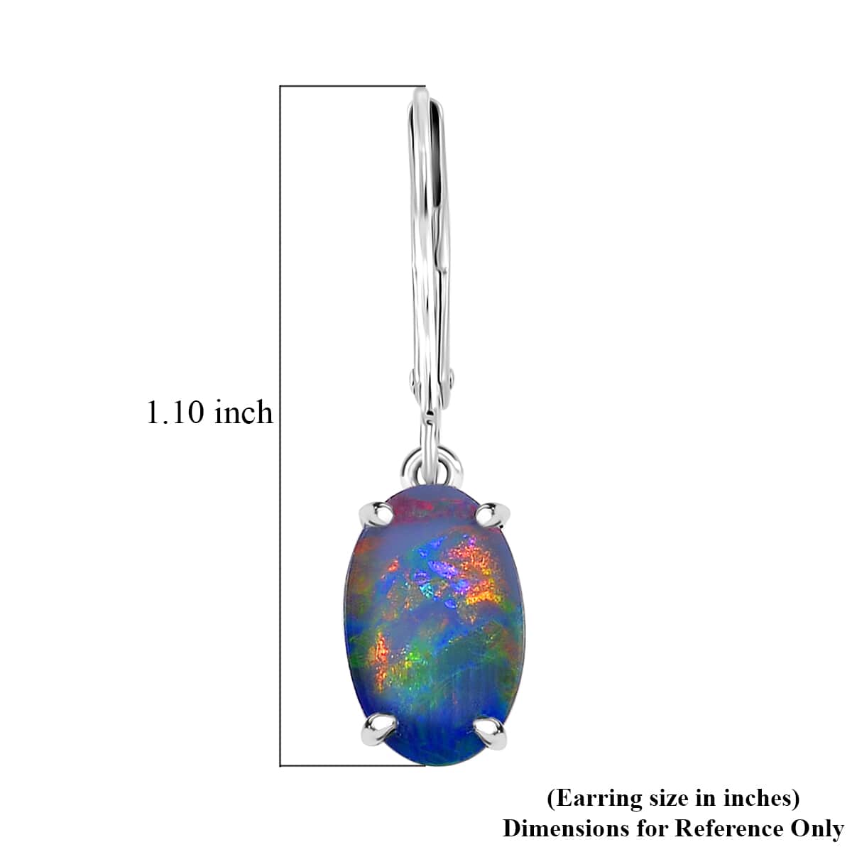 AAA Boulder Opal Doublet 3.60 ctw Lever Back Earrings in Rhodium Over Sterling Silver image number 5