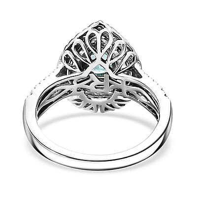 Certified & Appraised Rhapsody AAAA Paraiba Tourmaline and E-F VS Diamond 2.00 ctw Ring in 950 Platinum (Size 10.0) 9.40 Grams