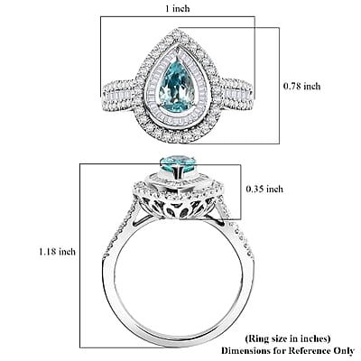Certified & Appraised Rhapsody AAAA Paraiba Tourmaline and E-F VS Diamond 2.00 ctw Ring in 950 Platinum (Size 10.0) 9.40 Grams