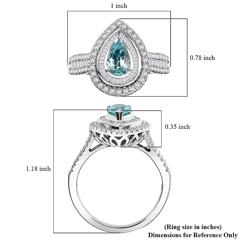 Certified & Appraised Rhapsody AAAA Paraiba Tourmaline and E-F VS Diamond 2.00 ctw Ring in 950 Platinum (Size 10.0) 9.40 Grams