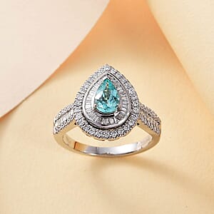 Certified & Appraised Rhapsody AAAA Paraiba Tourmaline and E-F VS Diamond 2.00 ctw Ring in 950 Platinum (Size 7.0) 9.40 Grams