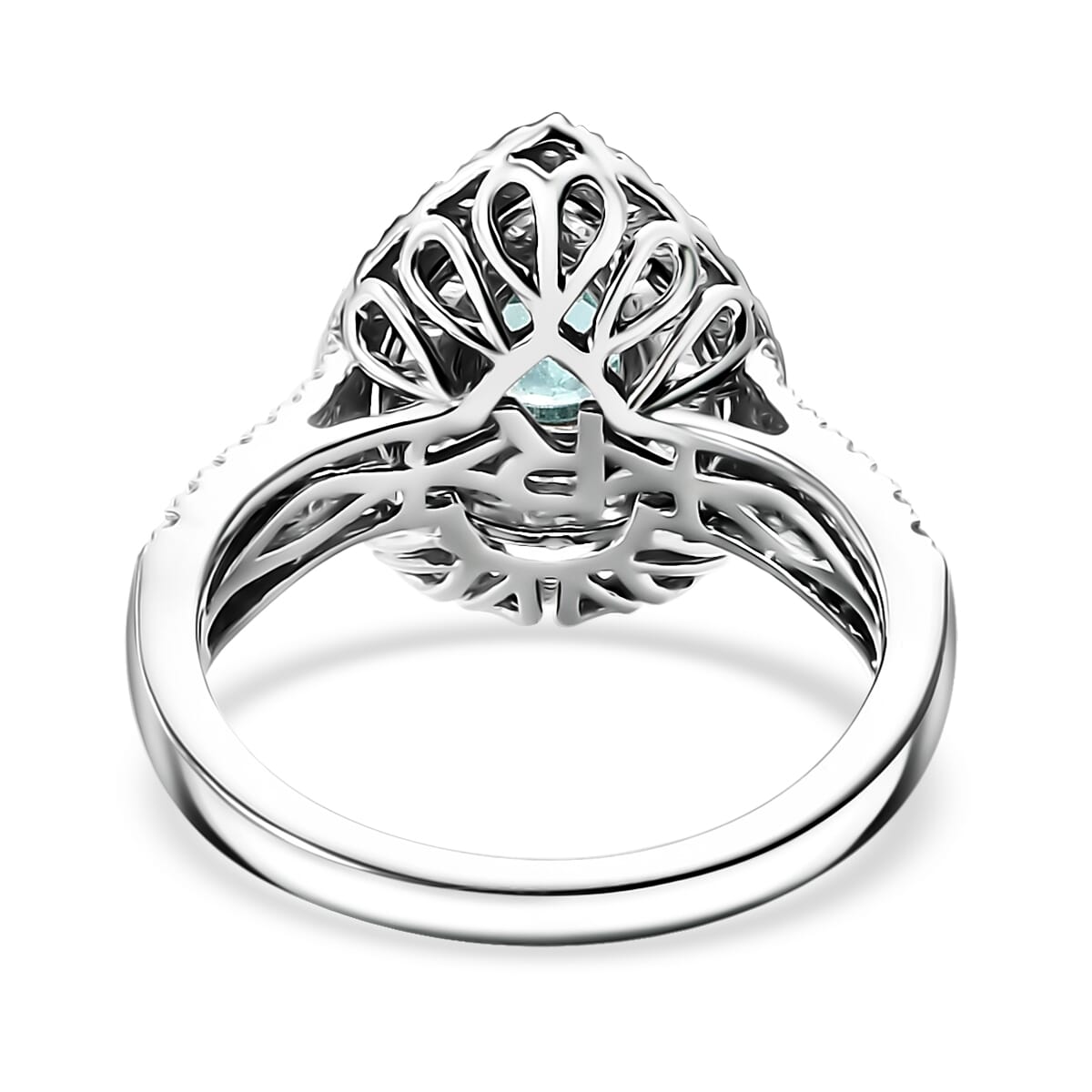 Certified & Appraised Rhapsody AAAA Paraiba Tourmaline and E-F VS Diamond 2.00 ctw Ring in 950 Platinum (Size 8.0) 9.40 Grams image number 4