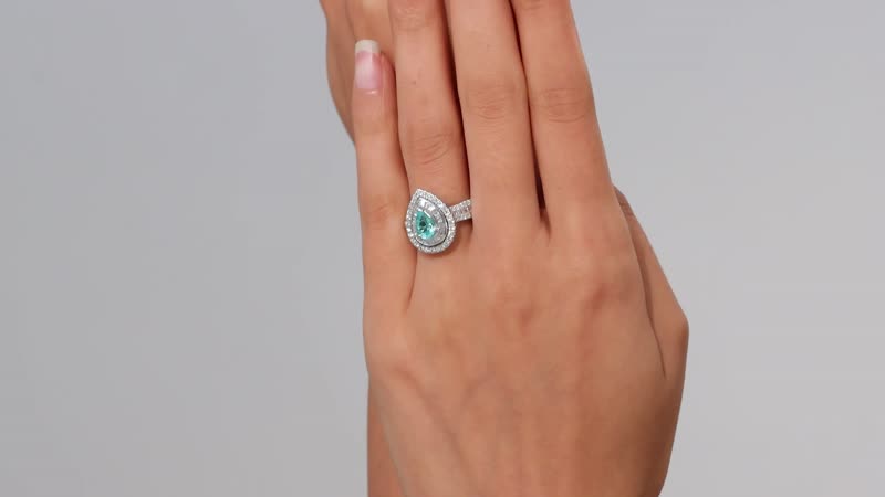 Doorbuster Certified & Appraised Rhapsody 950 Platinum AAAA Paraiba Tourmaline, Diamond (E-F, VS) Ring (Size 10.0) (9.40 g) 1.93 ctw