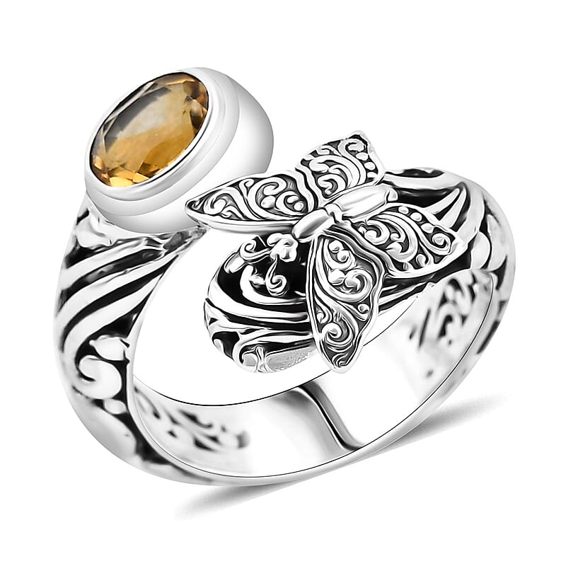 Bali Legacy Brazilian Citrine 1.15 ctw Butterfly Ring in Sterling Silver (Size 10.0)
