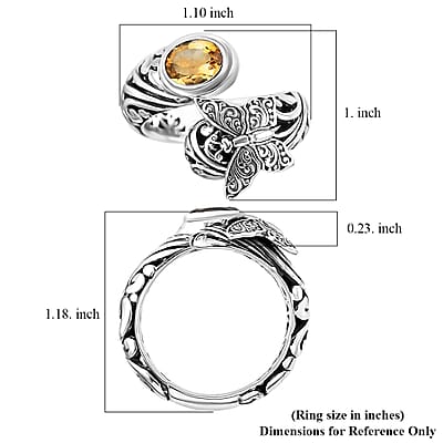 Bali Legacy Brazilian Citrine 1.15 ctw Butterfly Ring in Sterling Silver (Size 10.0)