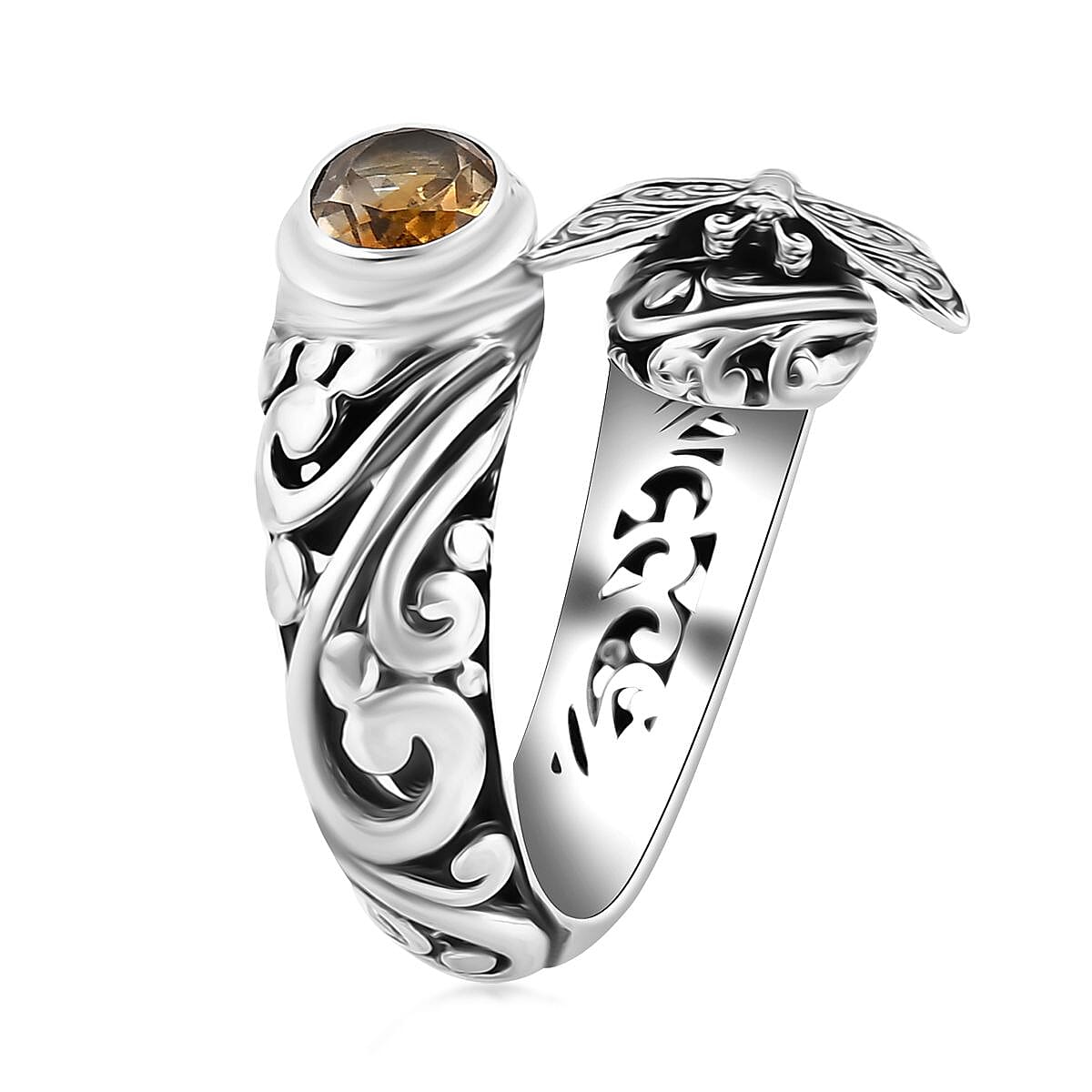 Bali Legacy Brazilian Citrine 1.15 ctw Butterfly Ring in Sterling Silver (Size 6.0) image number 3