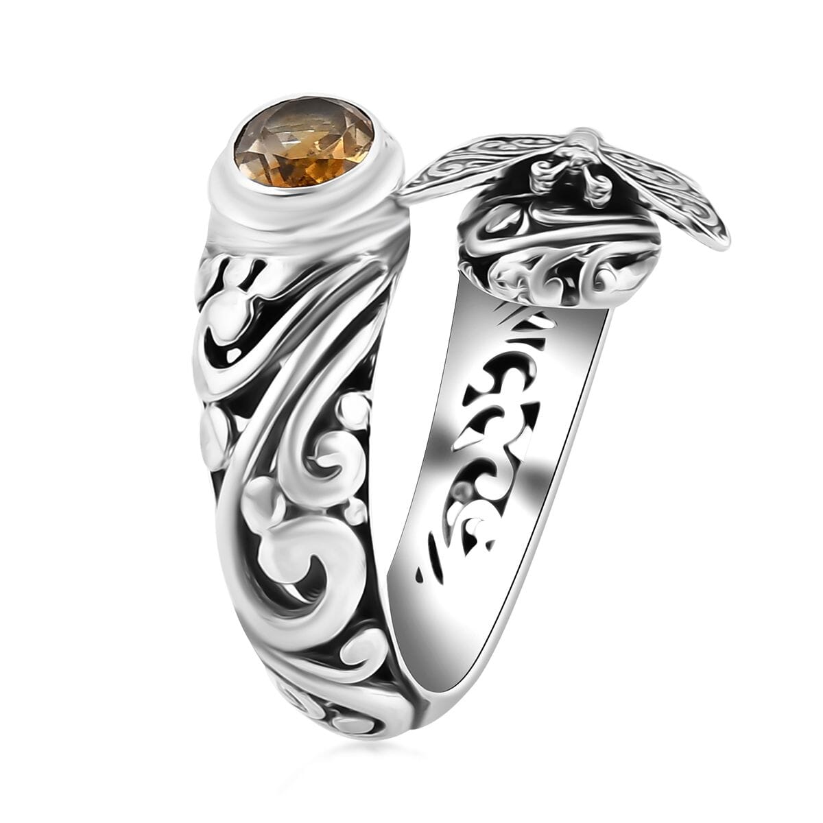 Bali Legacy Brazilian Citrine 1.15 ctw Butterfly Ring in Sterling Silver (Size 9.0) image number 3
