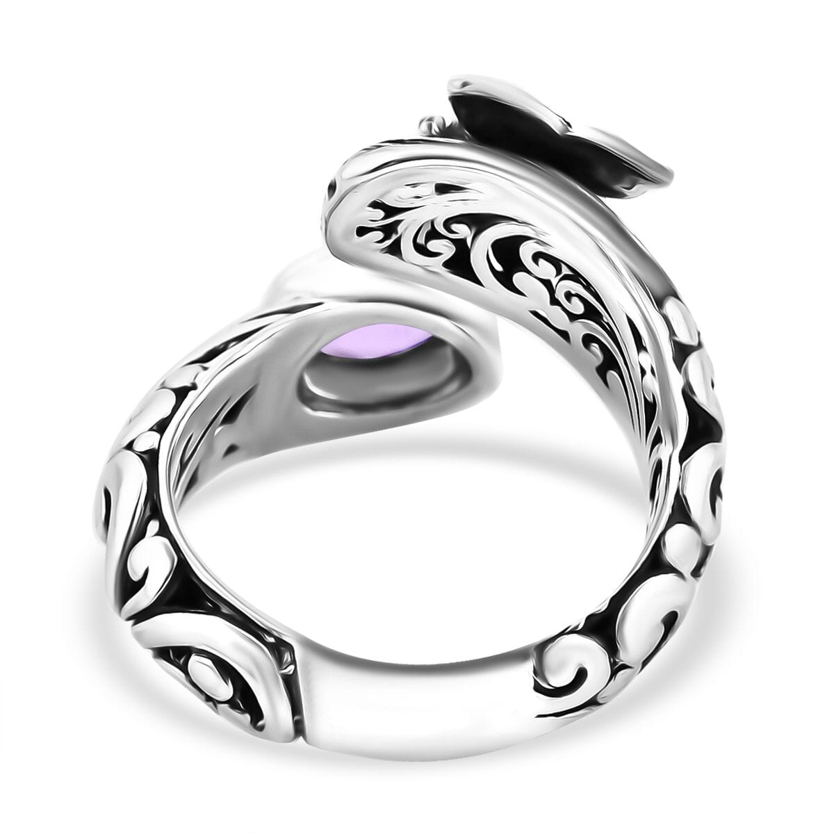 Bali Legacy African Amethyst 1.15 ctw Butterfly Ring in Sterling Silver (Size 9.0) image number 4