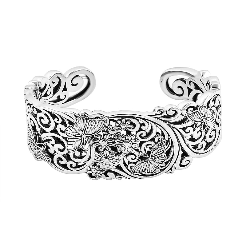 Bali Legacy Butterfly Cuff Bracelet in Sterling Silver (7.25 In) 64.40 Grams