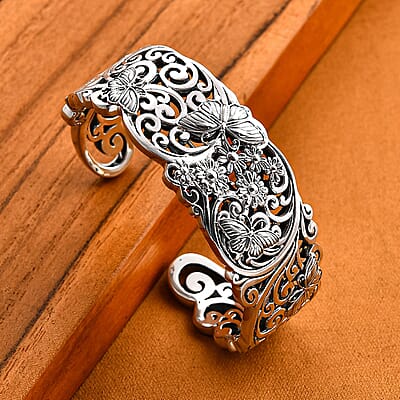 Bali Legacy Butterfly Cuff Bracelet in Sterling Silver (7.25 In) 64.40 Grams