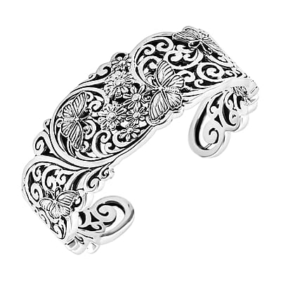 Bali Legacy Butterfly Cuff Bracelet in Sterling Silver (7.25 In) 64.40 Grams