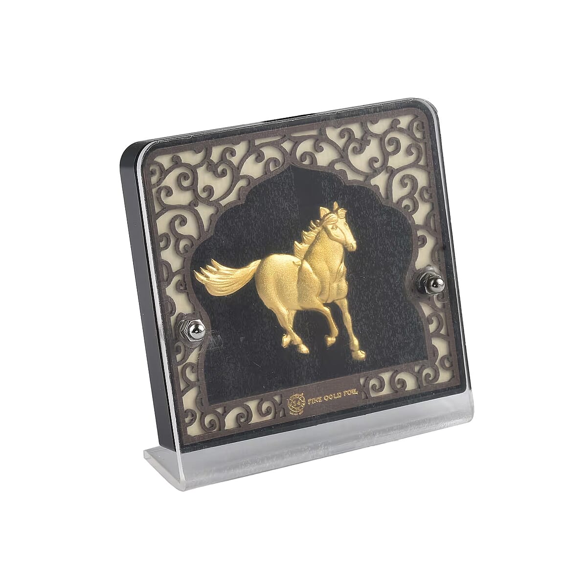 24K Yellow Gold Foil Layer Running Horse Exhibit Wall Decor Frame image number 0