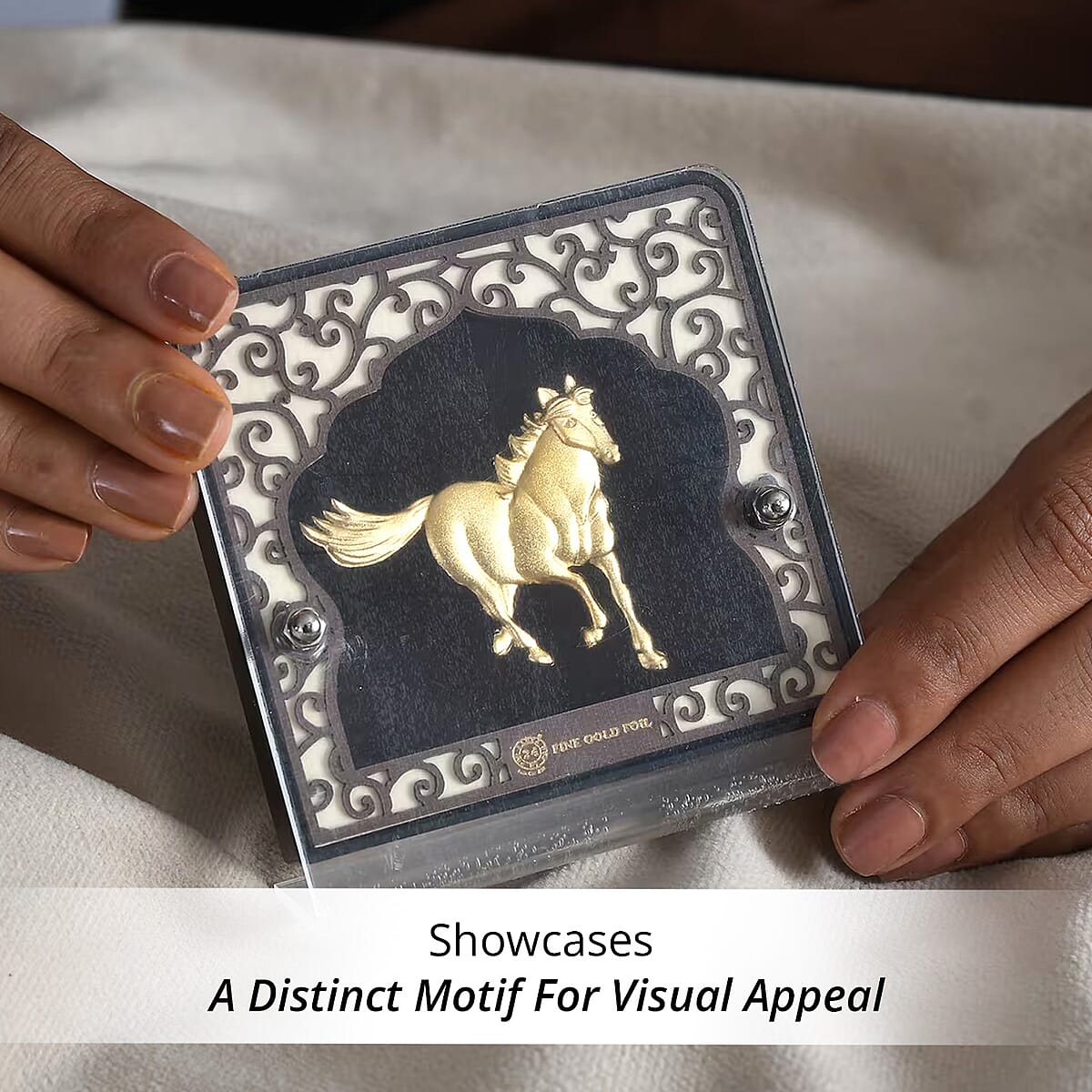 24K Yellow Gold Foil Layer Running Horse Exhibit Wall Decor Frame image number 2