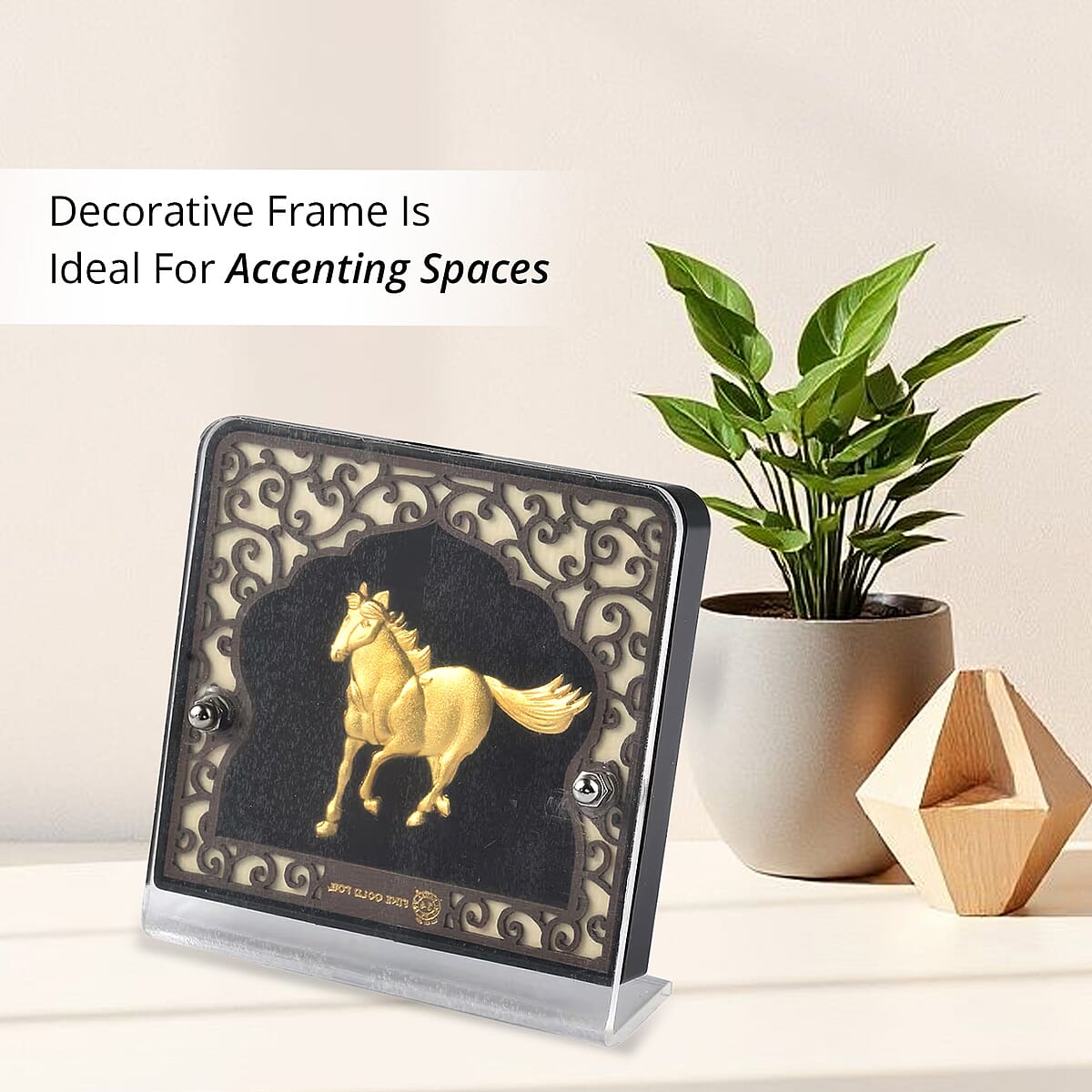 24K Yellow Gold Foil Layer Running Horse Exhibit Wall Decor Frame image number 3