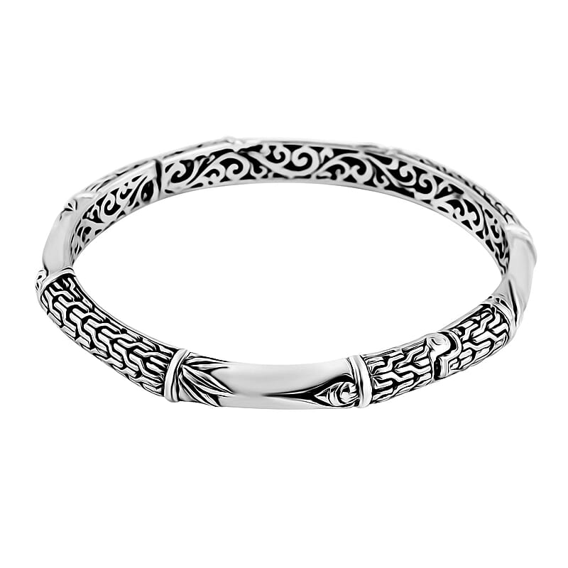 Bali Legacy Sterling Silver Tulang Naga Bangle Bracelet (6.50 In) 20.85 Grams