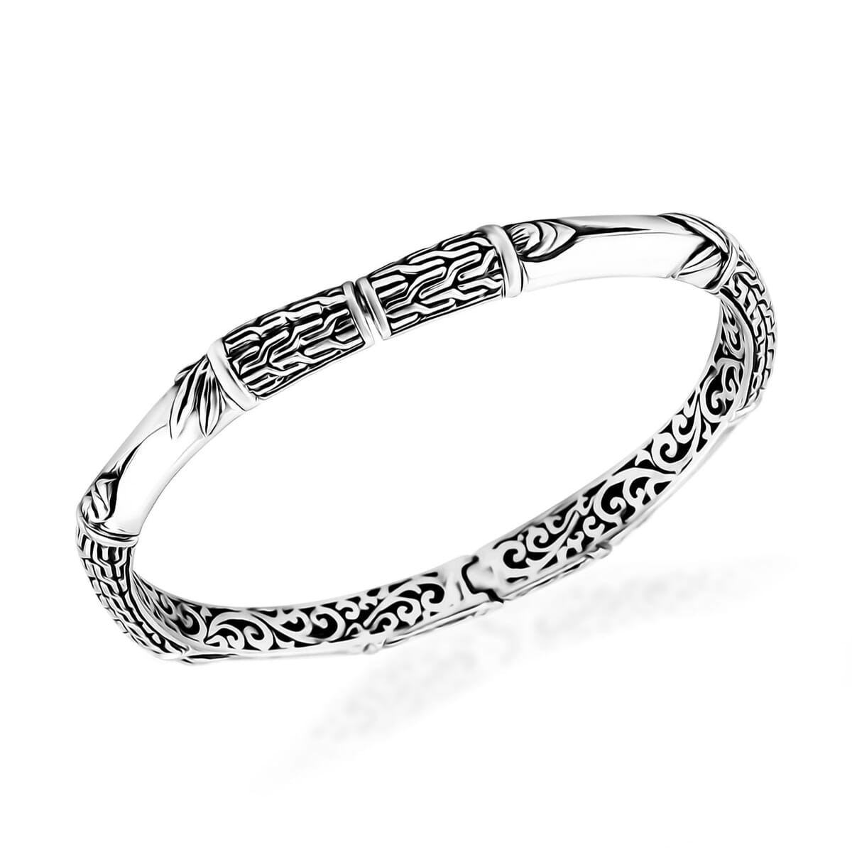 Bali Legacy Sterling Silver Tulang Naga Bangle Bracelet (7.25 In) 23.18 Grams image number 3