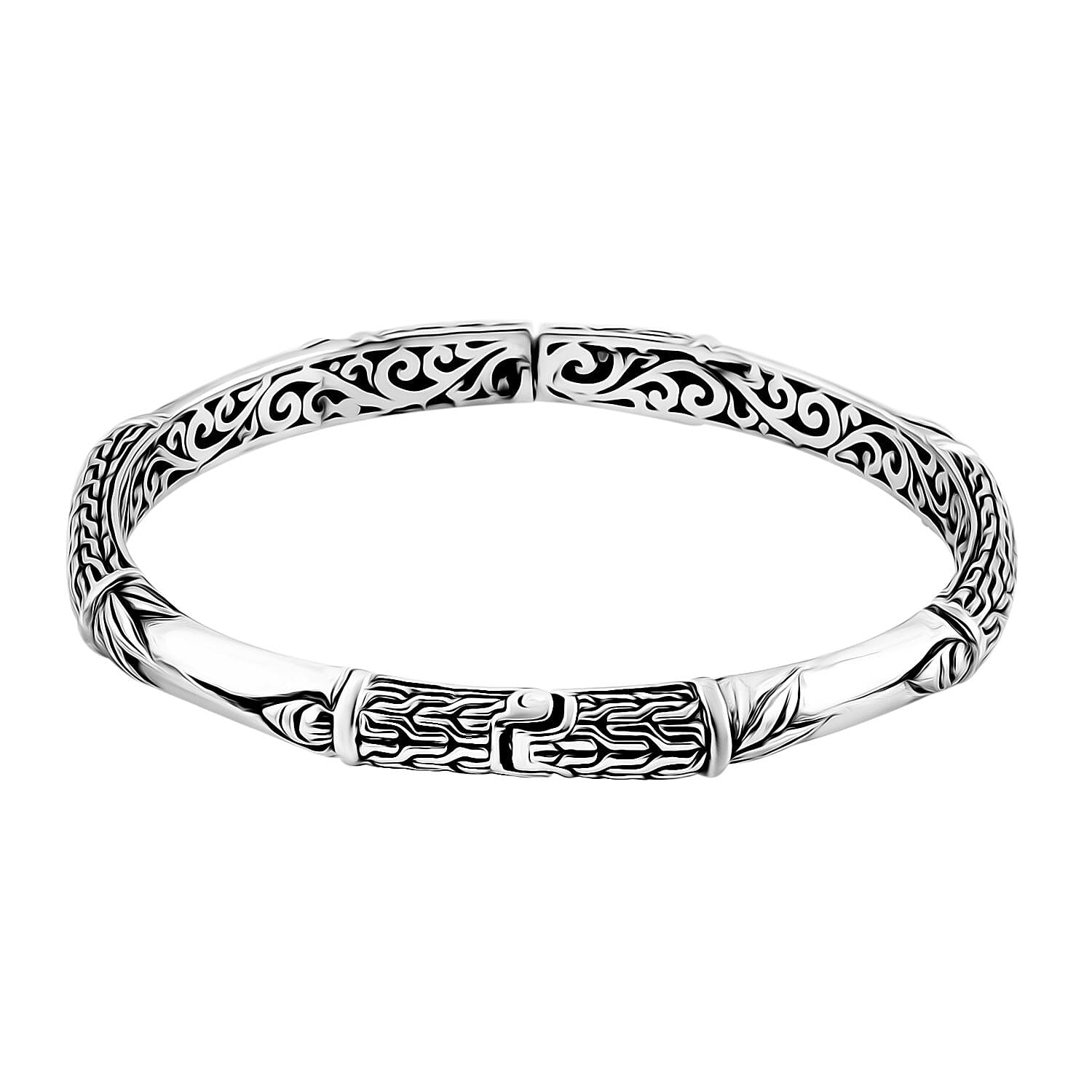 Bali Legacy Sterling Silver Tulang Naga Bangle Bracelet (7.25 In) 23.18 Grams