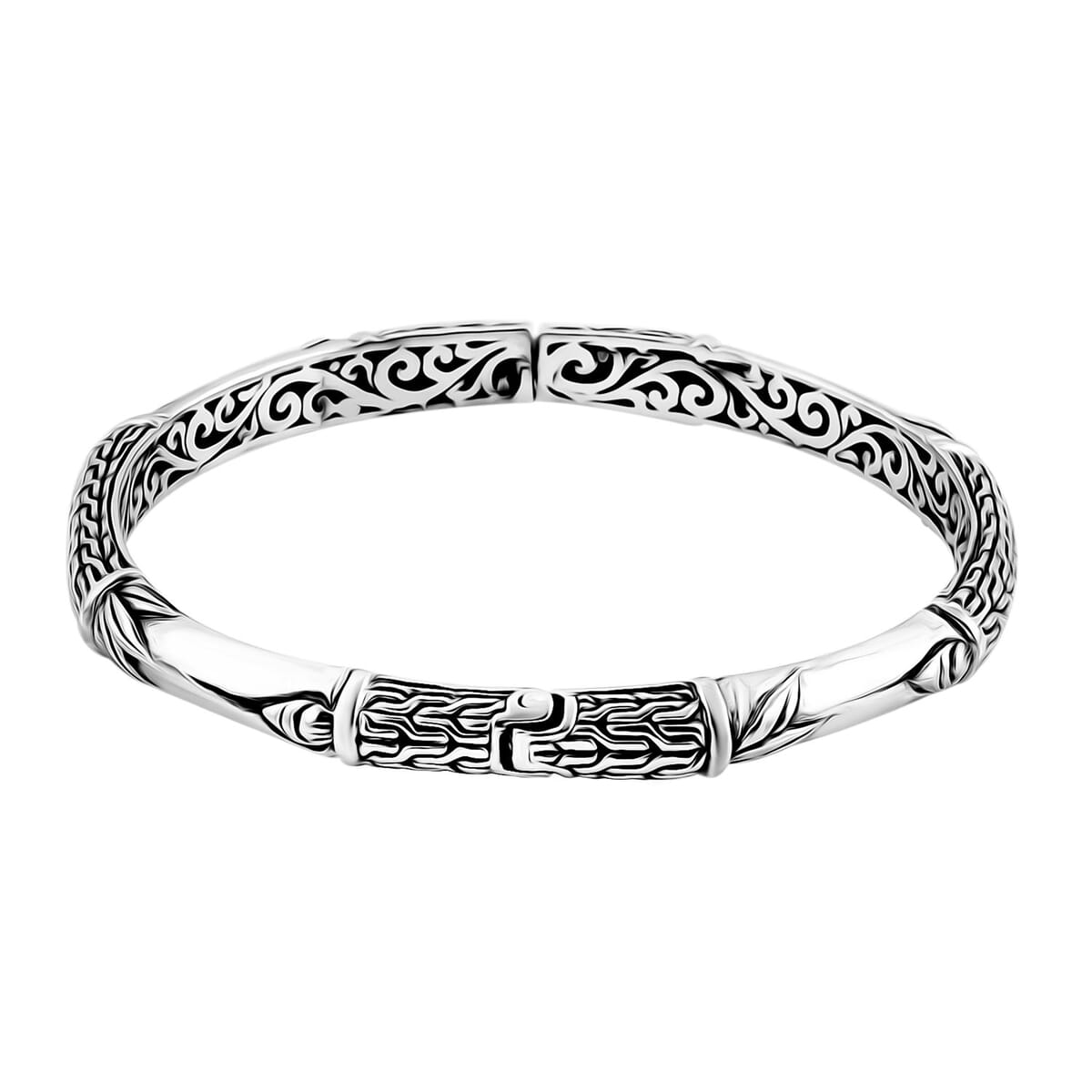 Bali Legacy Sterling Silver Tulang Naga Bangle Bracelet (7.25 In) 23.18 Grams image number 4