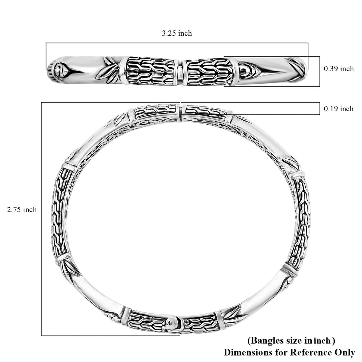 Bali Legacy Sterling Silver Tulang Naga Bangle Bracelet (7.25 In) 23.18 Grams image number 6