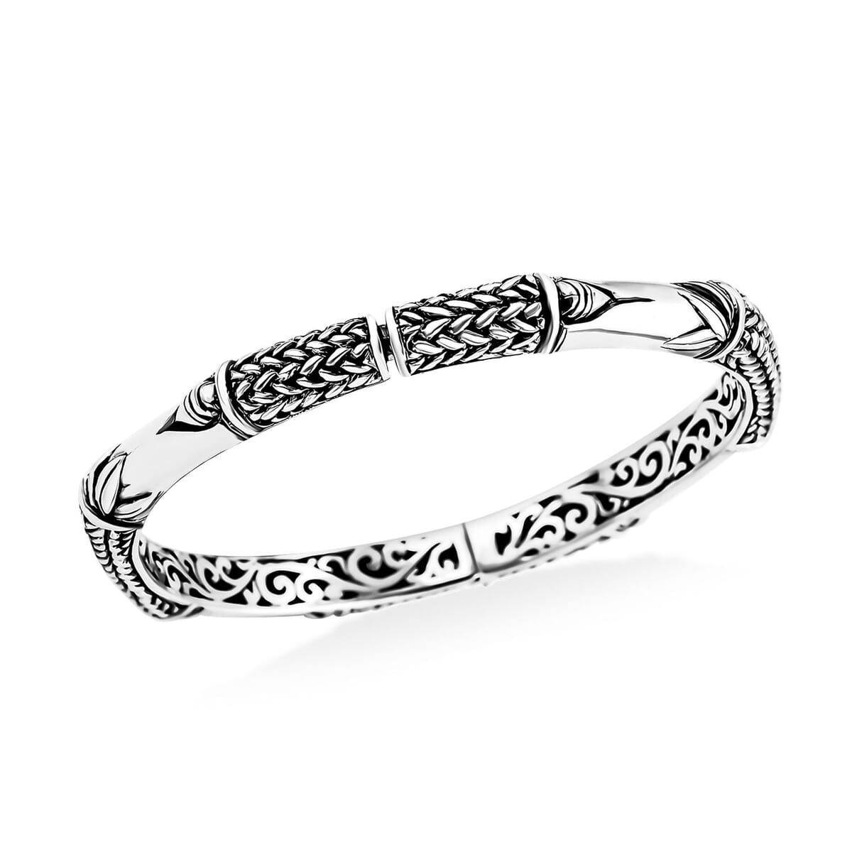 Bali Legacy Sterling Silver Padian Bangle Bracelet (7.25 In) 26.43 Grams image number 3