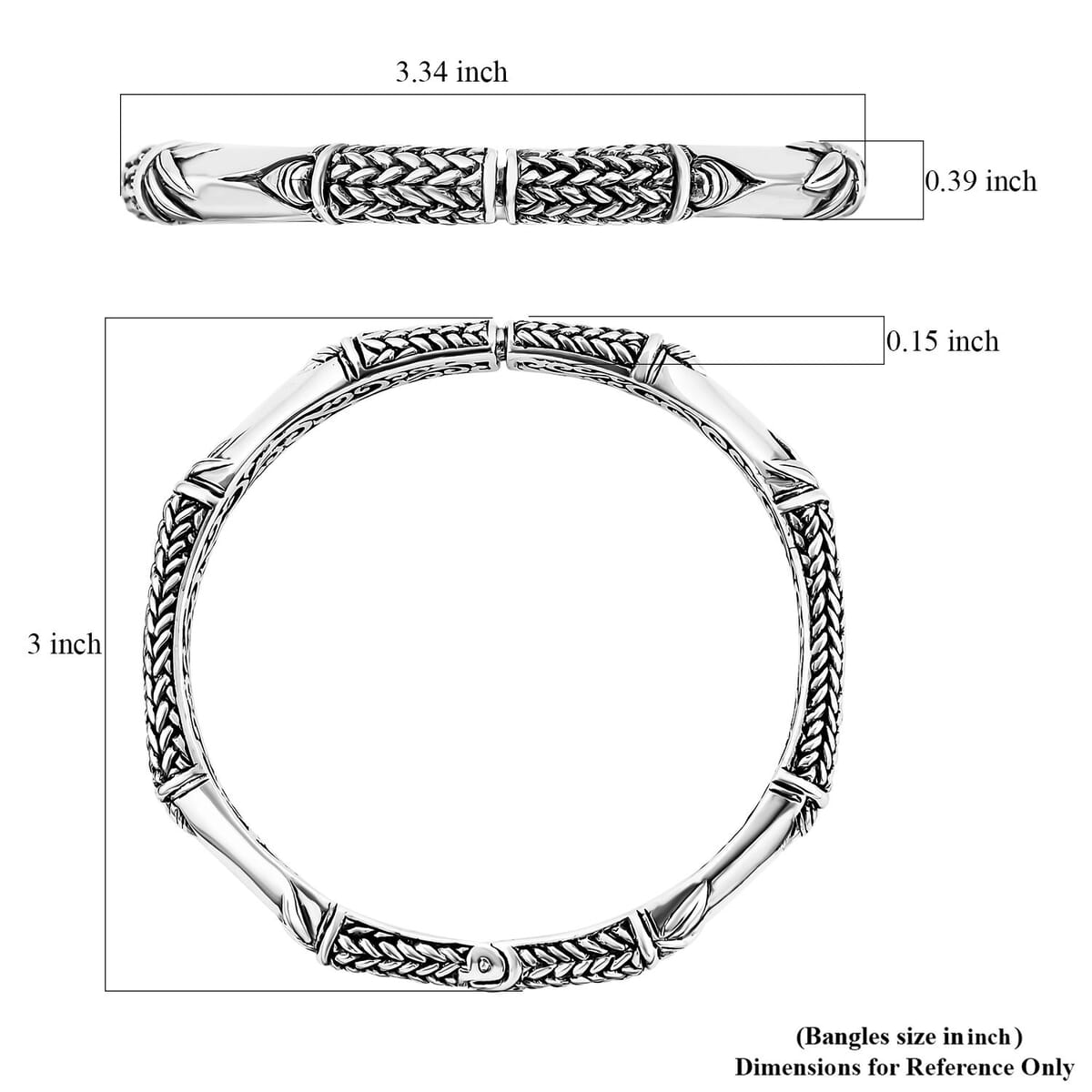 Bali Legacy Sterling Silver Padian Bangle Bracelet (7.25 In) 26.43 Grams image number 5