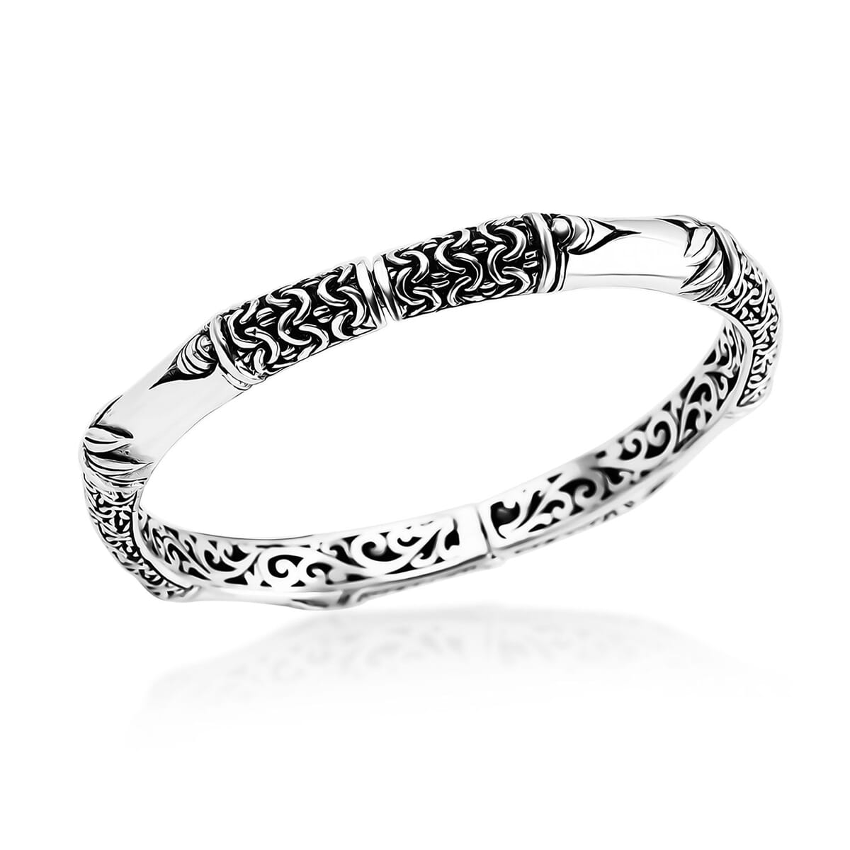Bali Legacy Sterling Silver Borobudur Bangle Bracelet (6.50 In) 23.61 Grams image number 3