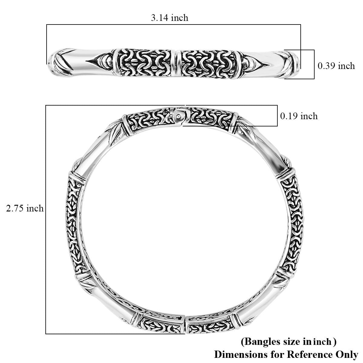 Bali Legacy Sterling Silver Borobudur Bangle Bracelet (6.50 In) 23.61 Grams image number 6