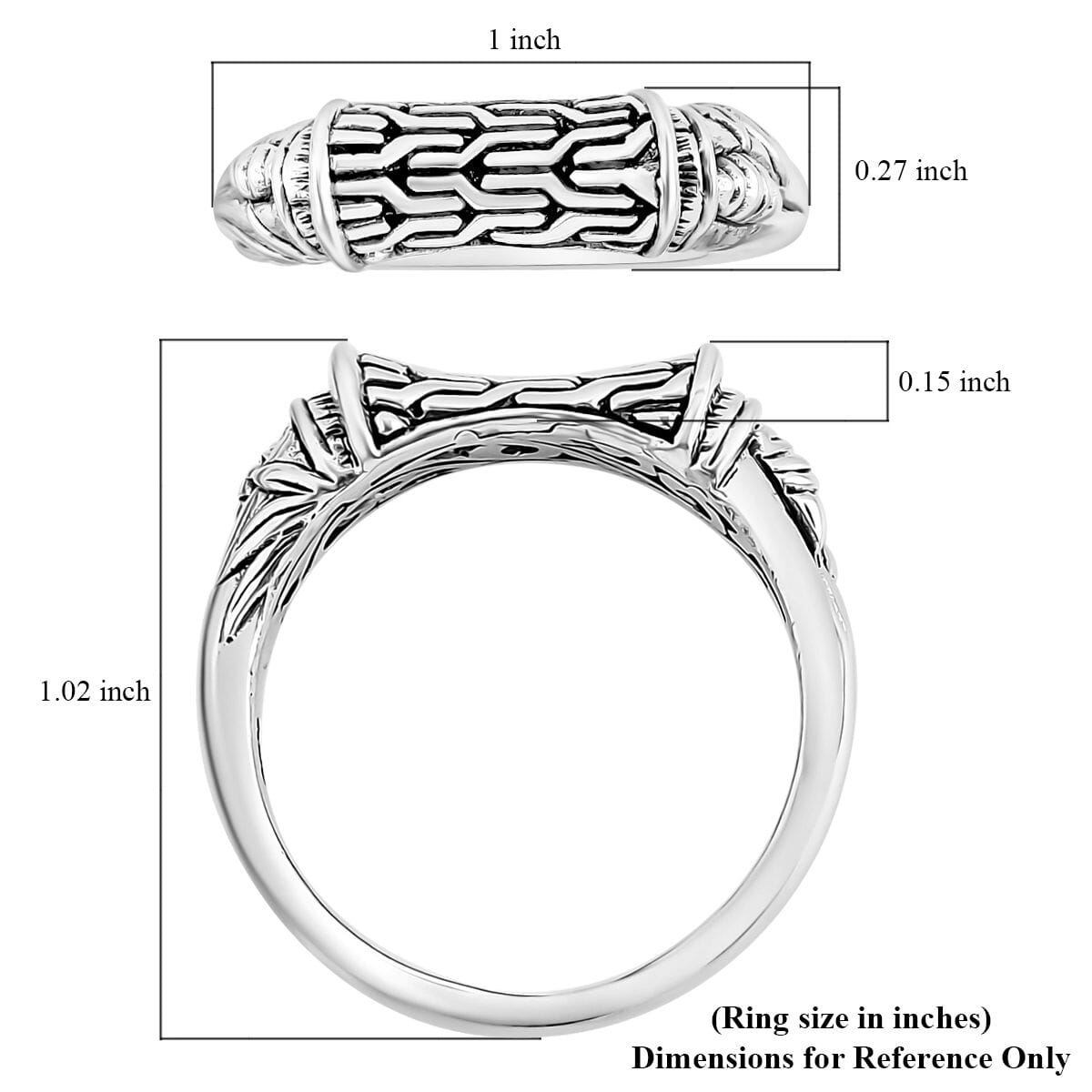 Bali Legacy Sterling Silver Tulang Naga Ring (Size 9.0) 4.50 Grams image number 4