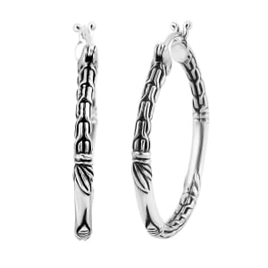 Bali Legacy Sterling Silver Tulang Naga Hoop Earrings 7.81 Grams