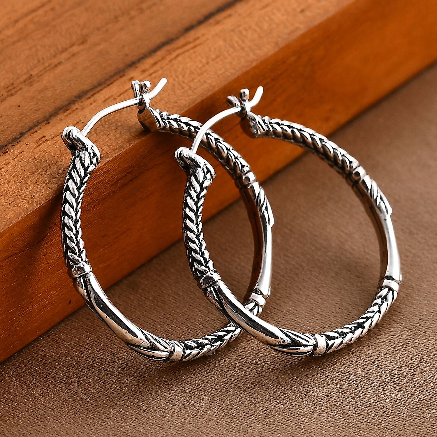 Bali Legacy Sterling Silver Padian Hoop Earrings 7.71 Grams